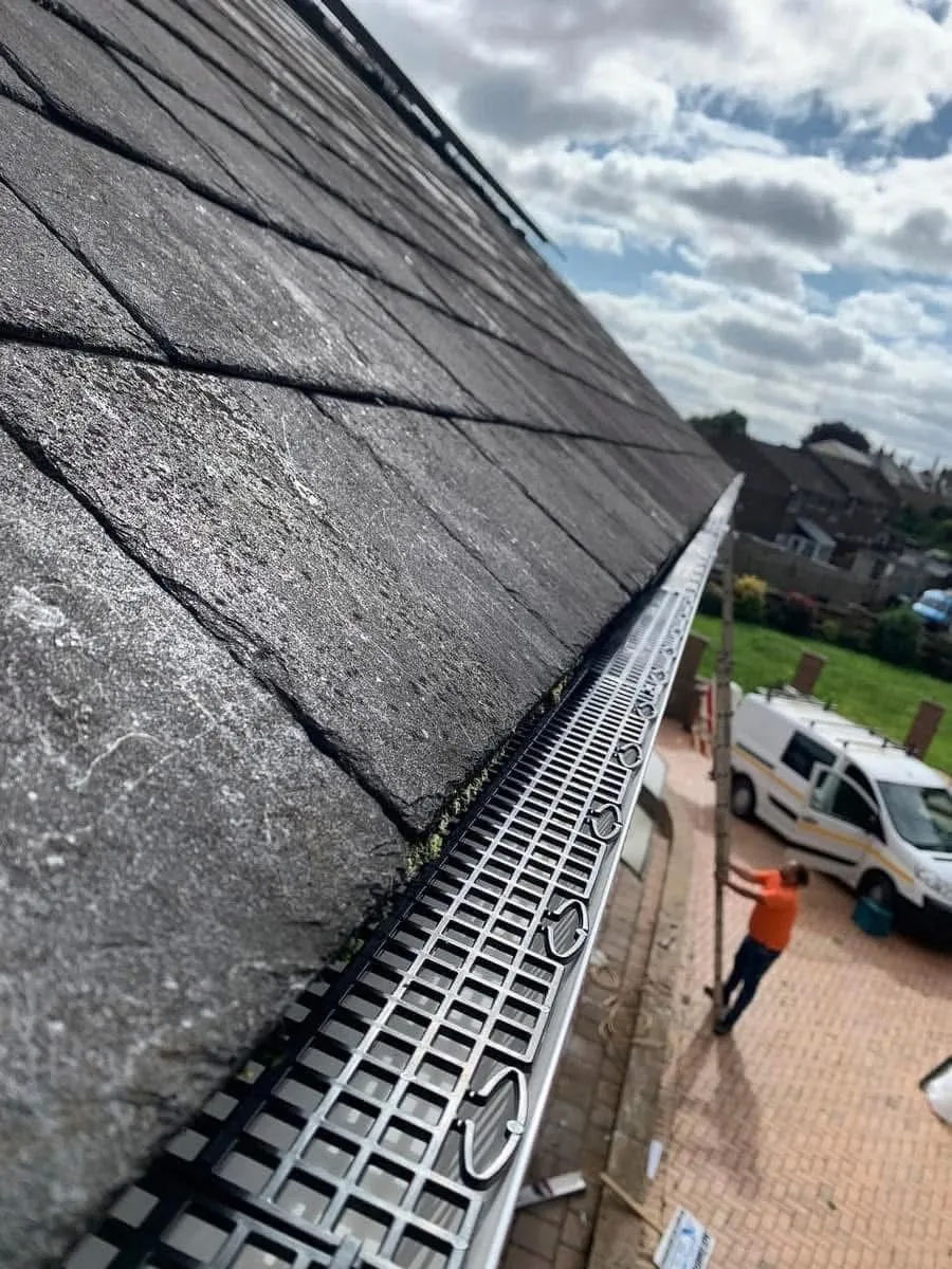 Gutter guard fitted on a slate roof in Exmouth