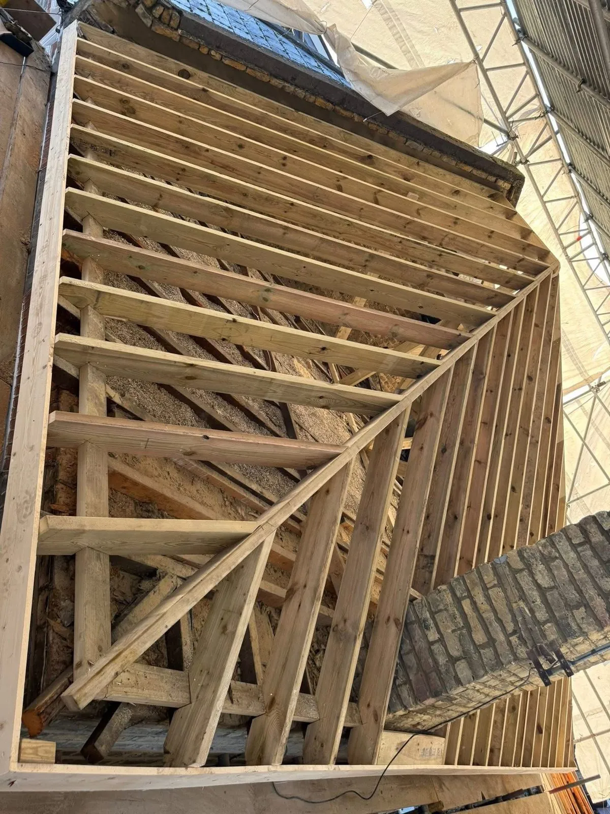 New roof timbers and rafters during a re-roof in Exmouth